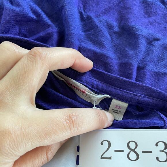 Athleta Top Women X Small Purple Shiva Sheer Striped Crew Neck Tee - Picture 4 of 8